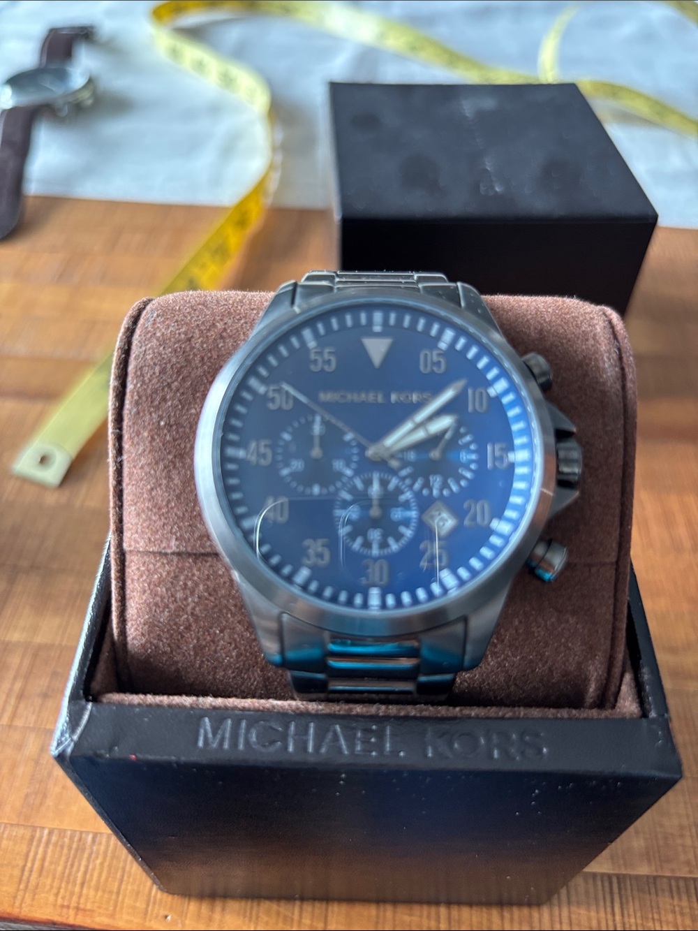 Michael Kors Men's Blue and Silver Stainless Steel Chronograph Watch
